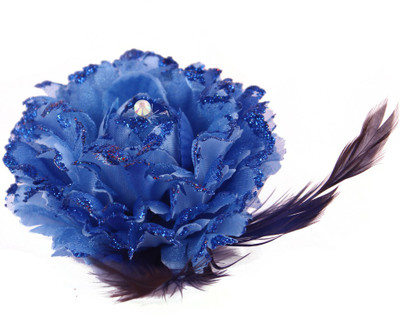 Style Tweak Rose Flower Feather Hair Clip(Blue)