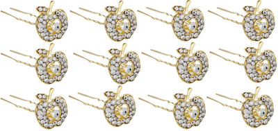Pink Rose Apple Charm Hair Pin(White)
