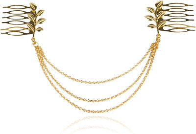 Crunchy Fashion Leaves Multilayer Hair Chain(Gold)