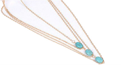 Creative India Exports Multi strand Turquoise Hair Chain(Gold)