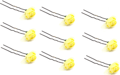 Sanjog Flower Bun Pin/U Pin For Wedding/Party Hair Clip(Yellow)