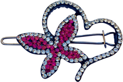 B-Fashionable Butterfly Heart Wire Clasp Hair Pin(Pink)