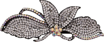 Glitters Online Butterfly Design White Stone Hair Clip(White)