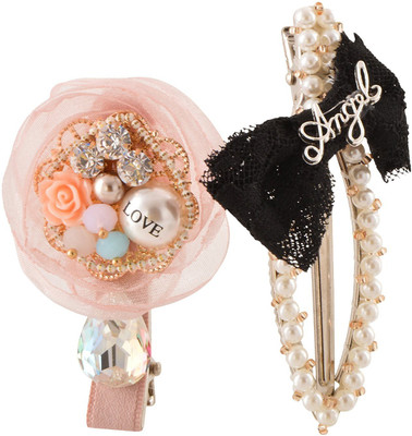 My DT Lifestyle HIGH QUALITY HANDMADE COMBO Hair Clip, Tic Tac Clip(Black, Pink)