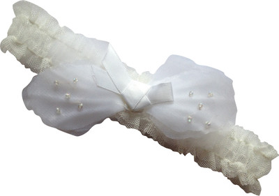 AkinosKIDS Bowknot flower pearl soft elastic Head Band(White)