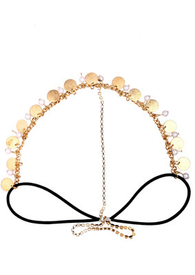 20 Dresses Twinkling Pearls Hair Chain(Gold)