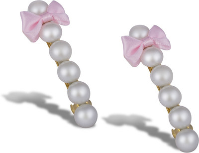 The Bling Stores CUTE PEARL GLAM WITH PINK BOW HAIR PIN Hair Pin(White, Pink)