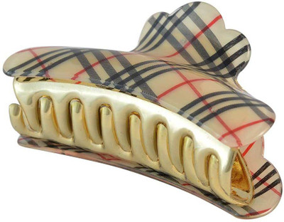 Sarah Checks Print Hair Claw(Beige)