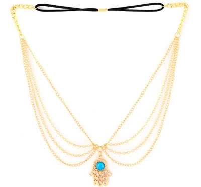 Blur Blue Hamsa Hand Head Gear Head Band(Gold, Blue)