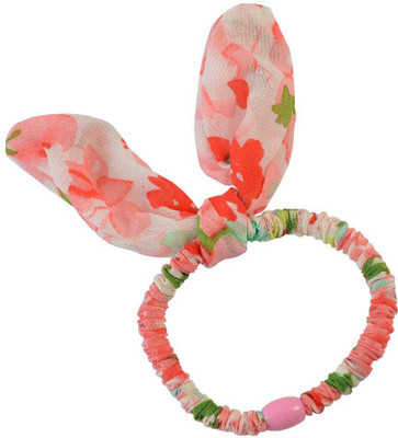 Sarah Floral Print Pink Fabric Hair Rubber Band for Women Rubber Band(Pink)