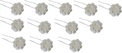 Pink Rose Rose Charm Hair Pin(White)