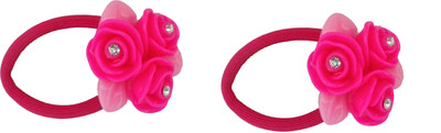 Modish Look Thin Elastics for Kids two ponytail Hair Band(Pink)