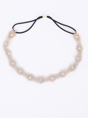 Blueberry Elasticated Crochet Hair Band(Beige)