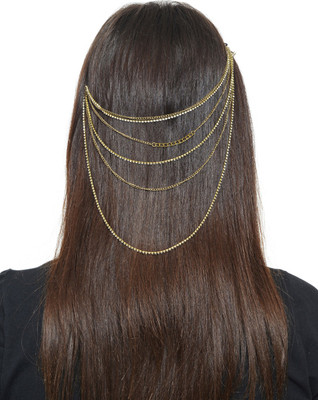 Hair Drama Company Hair Drama Golden Metal Head Chain Hair Chain(Gold)