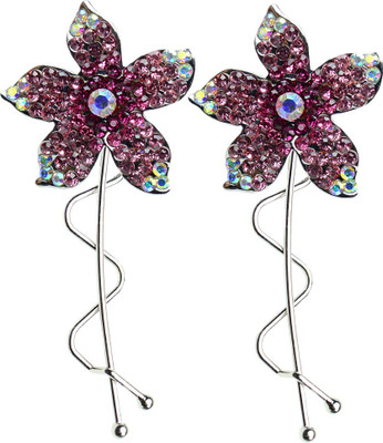 Glitters Online Pink Colour American Diamond Hair Pin(Pink)
