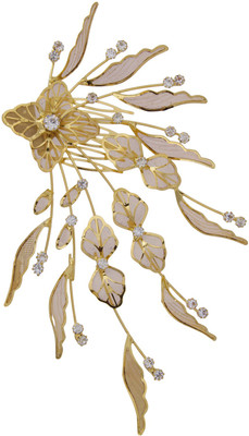 Pink Rose Bridal Floral Charm Hair Clip(Gold)