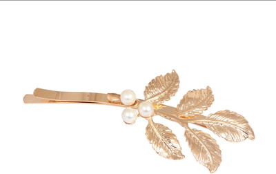 Crunchy Fashion Leaves with Pearl Twist Hair Pin(Gold)