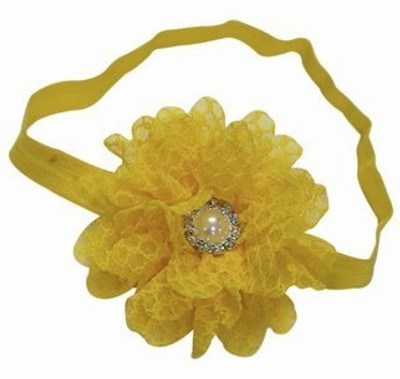 Pinkblueindia Designer Net Flower with Embellishment Head Band(Yellow)