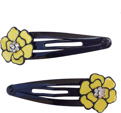 B-Fashionable Yellow Flower Snap Tic Tac Clip(Yellow, Black)