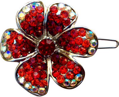B-Fashionable Blooming Flower Wire Clasp Hair Pin(Red)