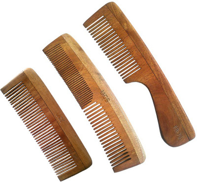 UCS Uncommon Stuffs Family Set Of Neem Wood Combs (Set Of 3 Combs)