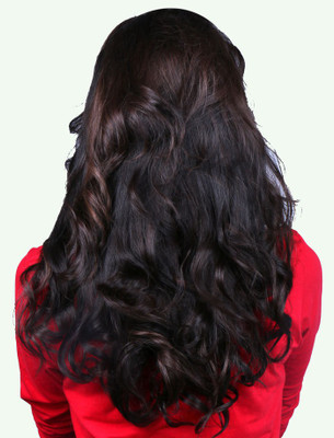 Krome Natural Black Full Head 220 Grams Remy Thinned Stitched Human Extensions 20 Inches Hair Extension