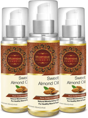 Morpheme Remedies Pure Coldpressed Sweet Almond Oil (Pack Of 3) Hair Oil(100 ml)