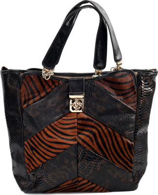 Carlton London Hand-held Bag(Brown, Black), Black;brown