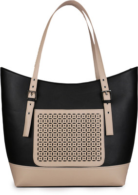 Women Marks Shoulder Bag(Black, Beige), Beige;black