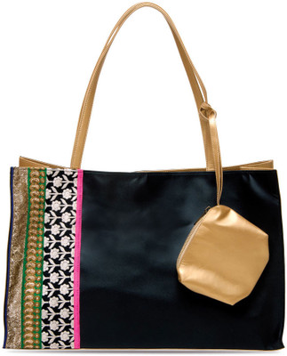 Sparkle Street Hand-held Bag(Black, Gold)