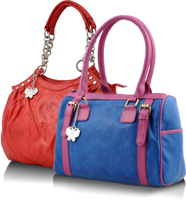 Butterflies Messenger Bag(Red, Blue), Blue;red