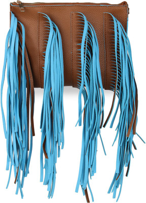 Amatra Hand-held Bag(Tan, Blue), Blue;tan