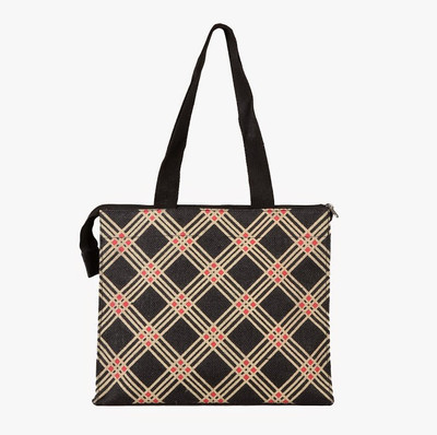 Jute Tree Hand-held Bag(Black, Beige, Red), Beige;black;red