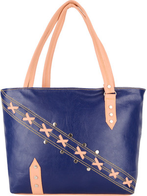 Emblazon Hand-held Bag(Blue, Beige), Beige;blue