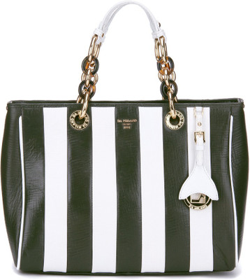 Da Milano Hand-held Bag(White, Green), Green;white