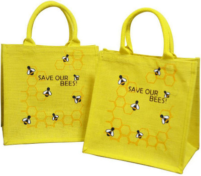 Earthbags Hand-held Bag(Yellow, Black), Black;yellow