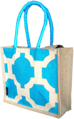 Foonty Tote(Blue, Beige), Beige;blue