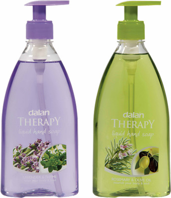 Dalan Therapy Liquid Soap Combo Pack of Lavender & Thyme and Rosemary & Olive Oil(800 ml, Bottle, Pack of 2)
Dalan Therapy Liquid Soap Combo Pack of Lavender & Thyme and Rosemary & Olive Oil(800 ml, Bottle, Pack of 2)