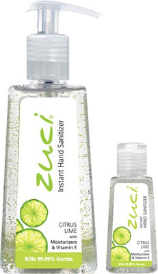 Zuci PACK OF 250 ML & 30 ML HAND SANITIZER- CITRUS LIME(280 ml, Bottle, Pack of 2)