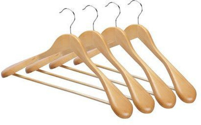 Toygully Wooden Pack of 4 Cloth Hangers(Clear)