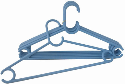 Microgen Plastic Pack of 6 Cloth Hangers(Blue)