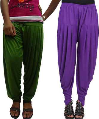 WellFitLook Solid Viscose Women's Harem Pants, Dark green;purple