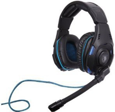 Sades Sa-907 Pc Gaming Headset W/ Microphone + Volume Control - Black/Blue Headphone(Black)