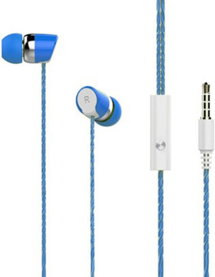 Fabson 3.5 MM Premium Earphones Blue Wired Headset with Mic(Blue, In the Ear)