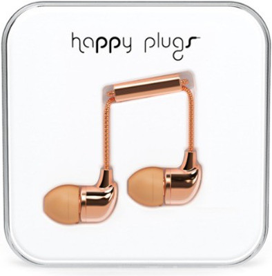 Happy Plugs 7719 Wired Headset with Mic(Gold, In the Ear)