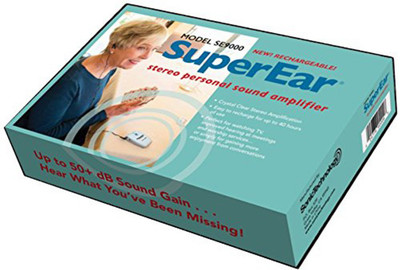 SuperEar NEW RECHARGEABLE Sound Amplifier Assistive Listening Device Increases Sound 50dB, 3 Tone Frequency Selection, Discreet Earbuds SE9000 In the Ear Hearing Aid(White)
SuperEar NEW RECHARGEABLE Sound Amplifier Assistive Listening Device Increases Sound 50dB, 3 Tone Frequency Selection, Discreet Earbuds SE9000 In the Ear Hearing Aid(White)