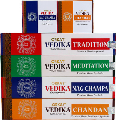 Vedika Vedika 4-in-1 set with cone Incense and Cone set (4 Pkt of 15gm each Natural Agarbatti and 2 Pkt of Dhoop Cone/Dhoop batti) Fragrance: Nag Champa, Chandan, Meditation and Tradition Agarbattis(15)
Vedika Vedika 4-in-1 set with cone Incense and Cone set (4 Pkt of 15gm each Natural Agarbatti and 2 Pkt of Dhoop Cone/Dhoop batti) Fragrance: Nag Champa, Chandan, Meditation and Tradition Agarbattis(15)