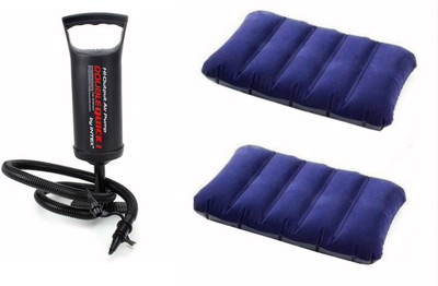 Intex Stealodeal with Pump Inflatable Pillow(Dark Blue)