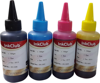 Inkclub 100mlx 4 Compatible Epson L220, L100,L110,L130,L200,L210,L300,L350,L355,L310,L360,L365,L455,L550,L555,L565,L1300 Ink Multi Color Ink(Black, Magenta, Cyan, Yellow)
Inkclub 100mlx 4 Compatible Epson L220, L100,L110,L130,L200,L210,L300,L350,L355,L310,L360,L365,L455,L550,L555,L565,L1300 Ink Multi Color Ink(Black, Magenta, Cyan, Yellow)