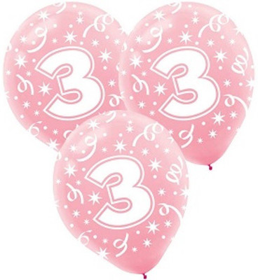Funcart Printed BLNNO3 Balloon(Pink, White, Pack of 10)
